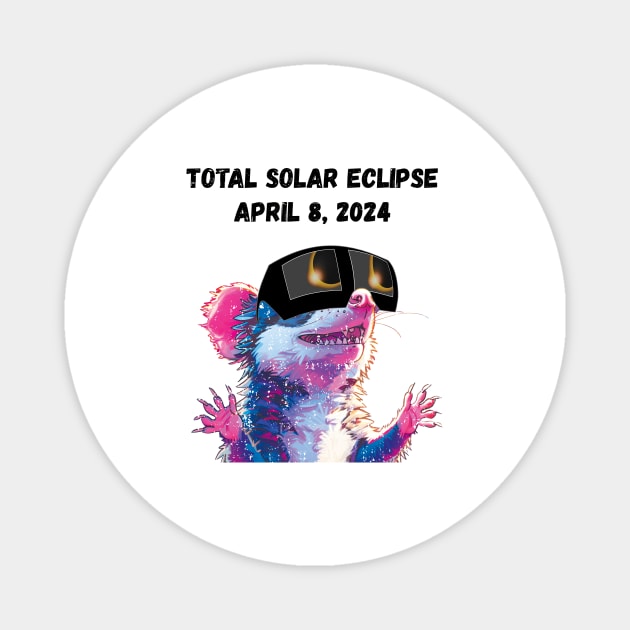 Total Solar Eclipse 2024 Grunge Possum—Black text Magnet by Rocky Ro Designs